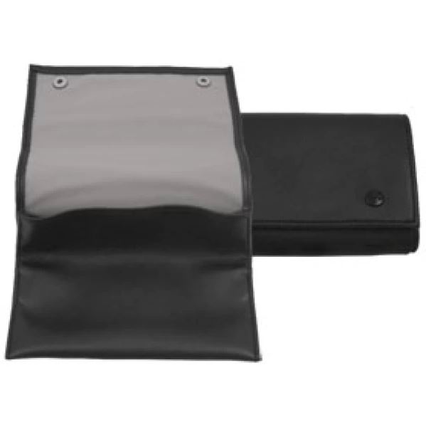 Black Vinyl Rollup Snap Tobacco Pouch - Click Image to Close